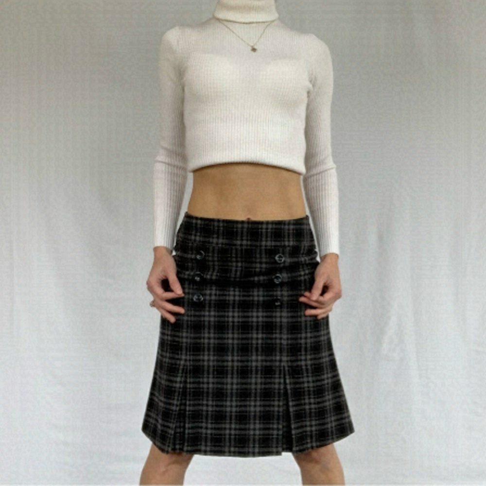 SAN Francisco plaid pleated skirt size 1 fits XS-S black and grey